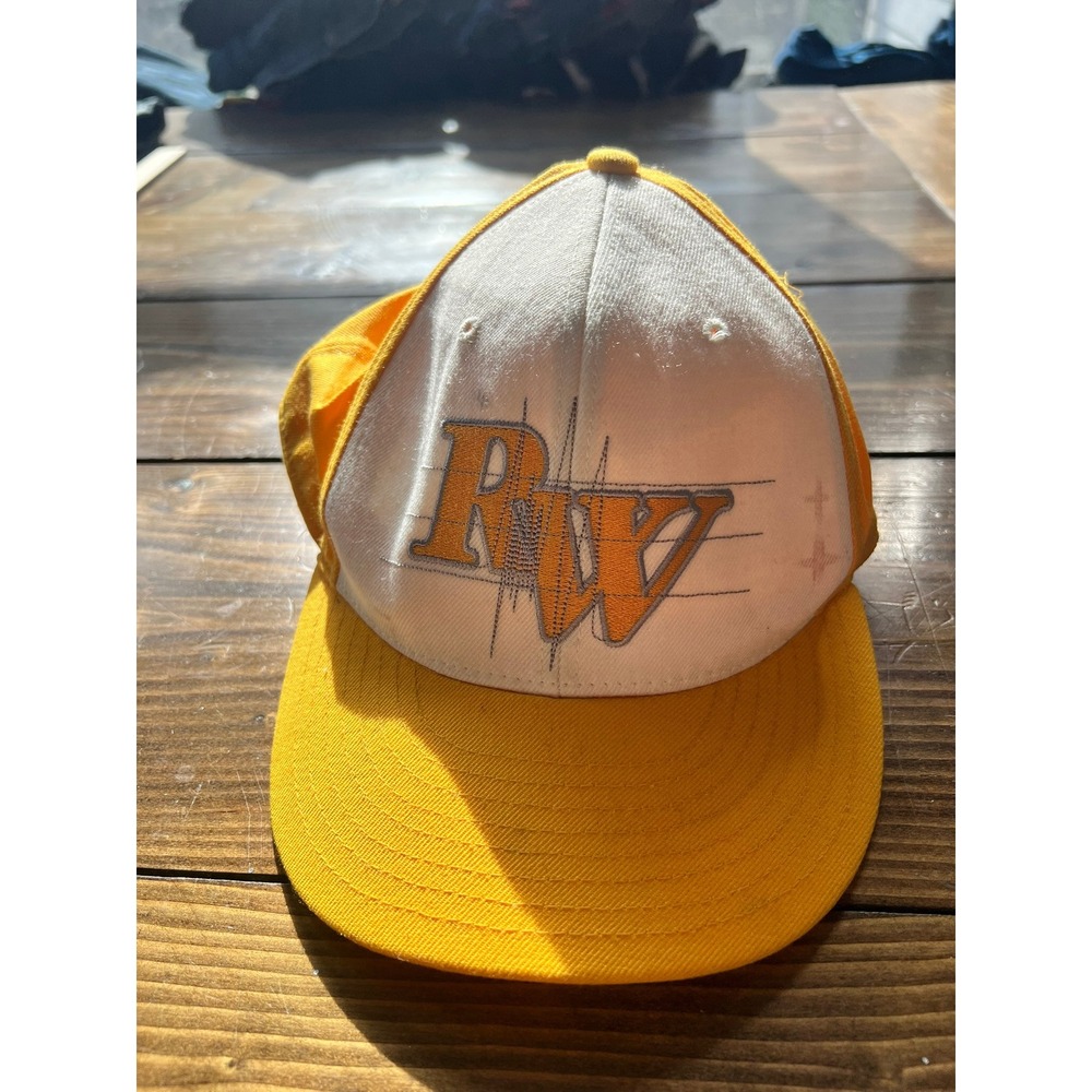Vintage Rocawear Fitted Hat Yellow White RW Logo Embroidered Cap Size 7‎ 5/8 Y2K